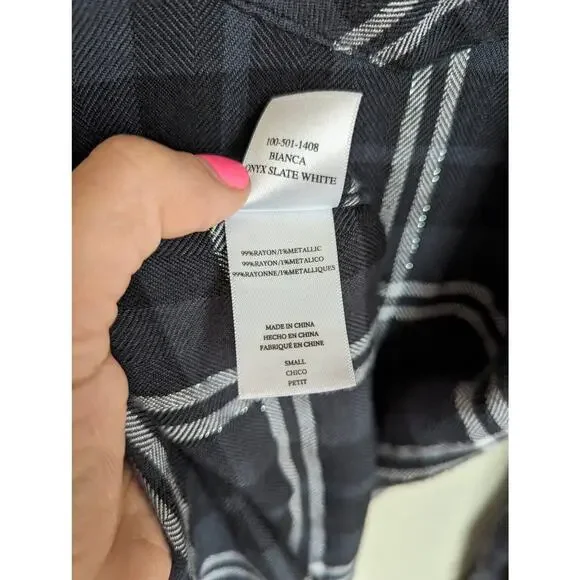 Rails Bianca Longsleeve Shirt Dress in Onyx Slate White size Small - Picture 7 of 8